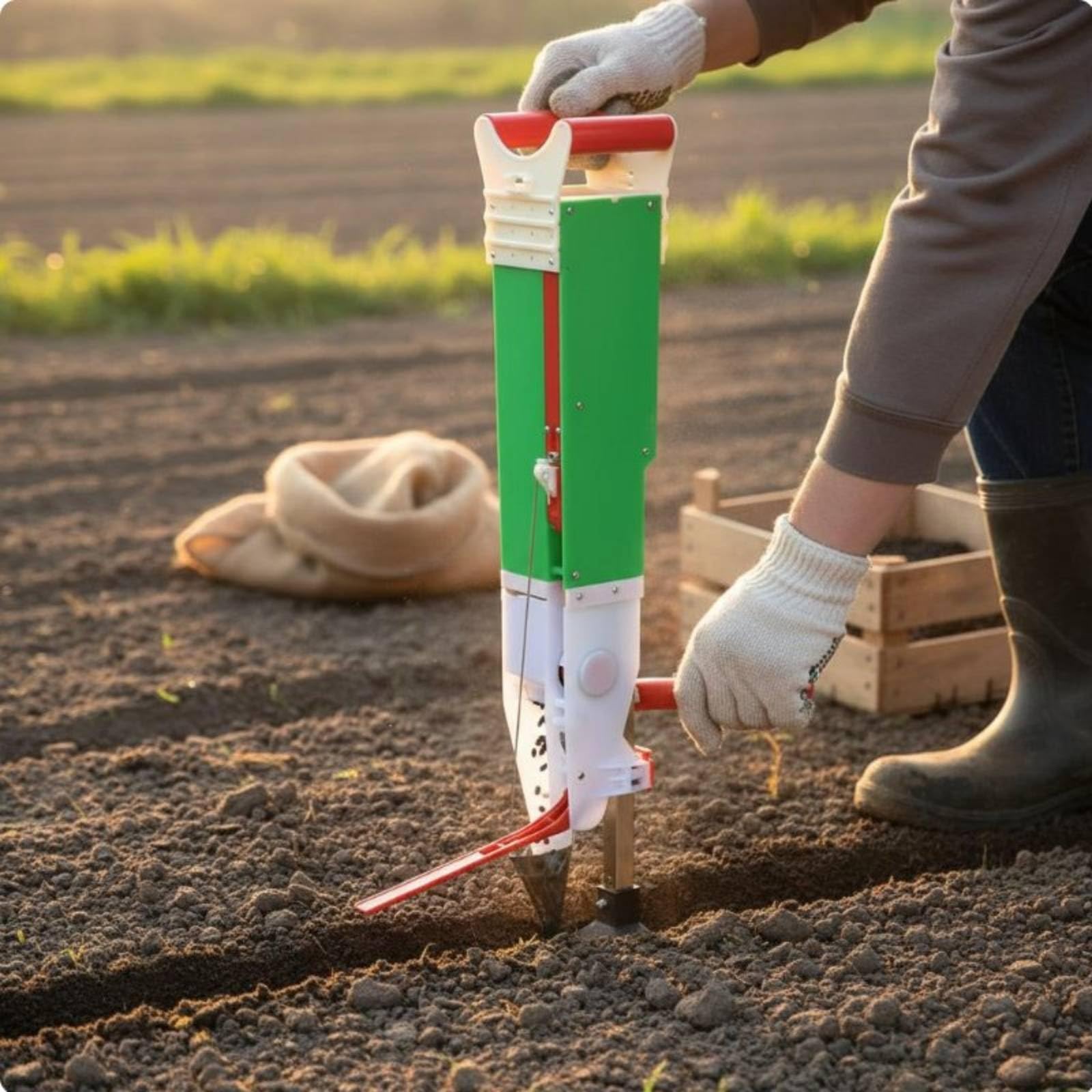 F Fityle Sembradora Manual Multifunción Sembrador Herramienta Agrícola con Alineación de Filas y Control de Semillas Apta para Maíz Soja y Verduras Adecuada, Style to 1
