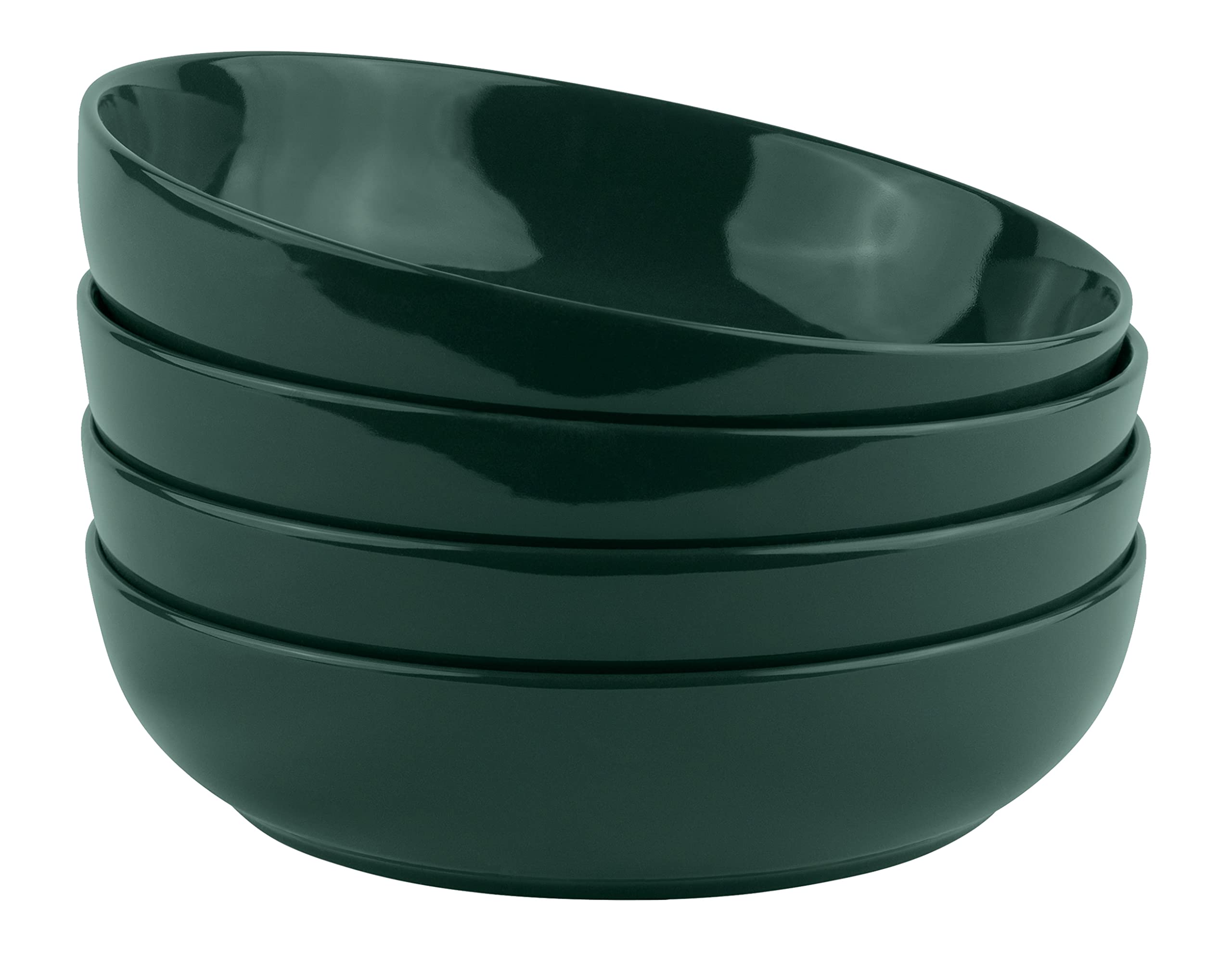 KooK Porcelanowy zestaw misek do makaronu, do zup i sałatek, misek do serwowania, duża pojemność, nadaje się do kuchenki mikrofalowej i zmywarki, 4 szt., 1,135 ml (Hunter Green)