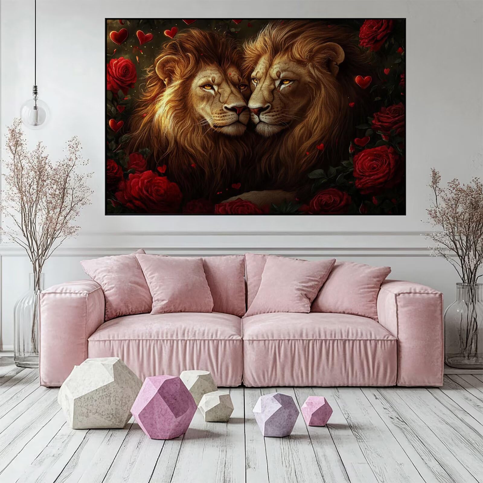 Puzzle 4000 elementów lew puzzle dla dorosłych różowe 141x87cm Unikalne rzemiosło klasyczne 3D drewniana układanka do rodzinnych gier aktywnych, układanka do samodzielnego wykonania nawet do dekoracji