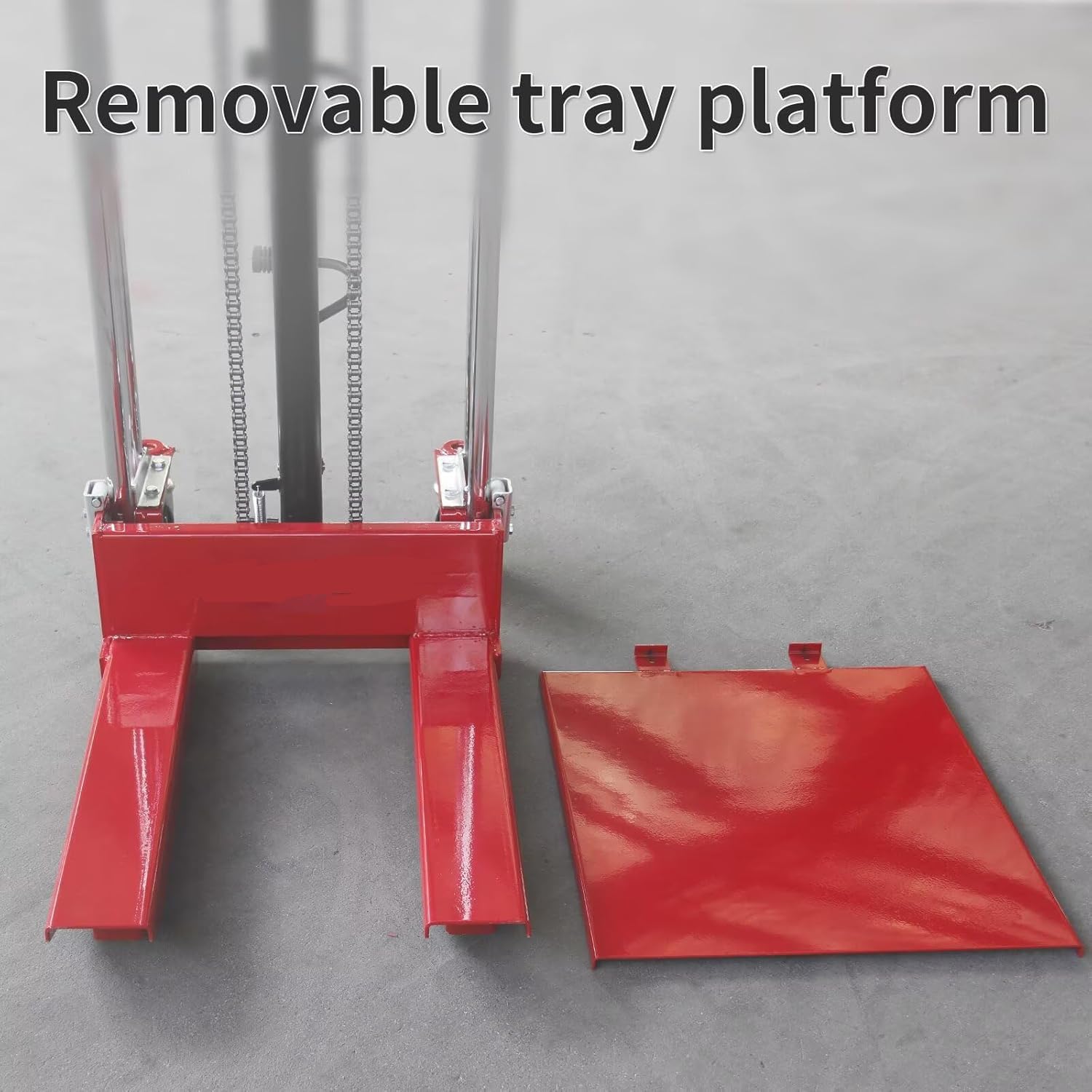 Ręczny hydrauliczny układacz palet, 880Lbs Pojemność, Podnośnik operowany pedałami, Wysokość podnoszenia 51,2 ", Zdejmowana płyta platformowa, Wózek stołowy z ciężkim materiałem