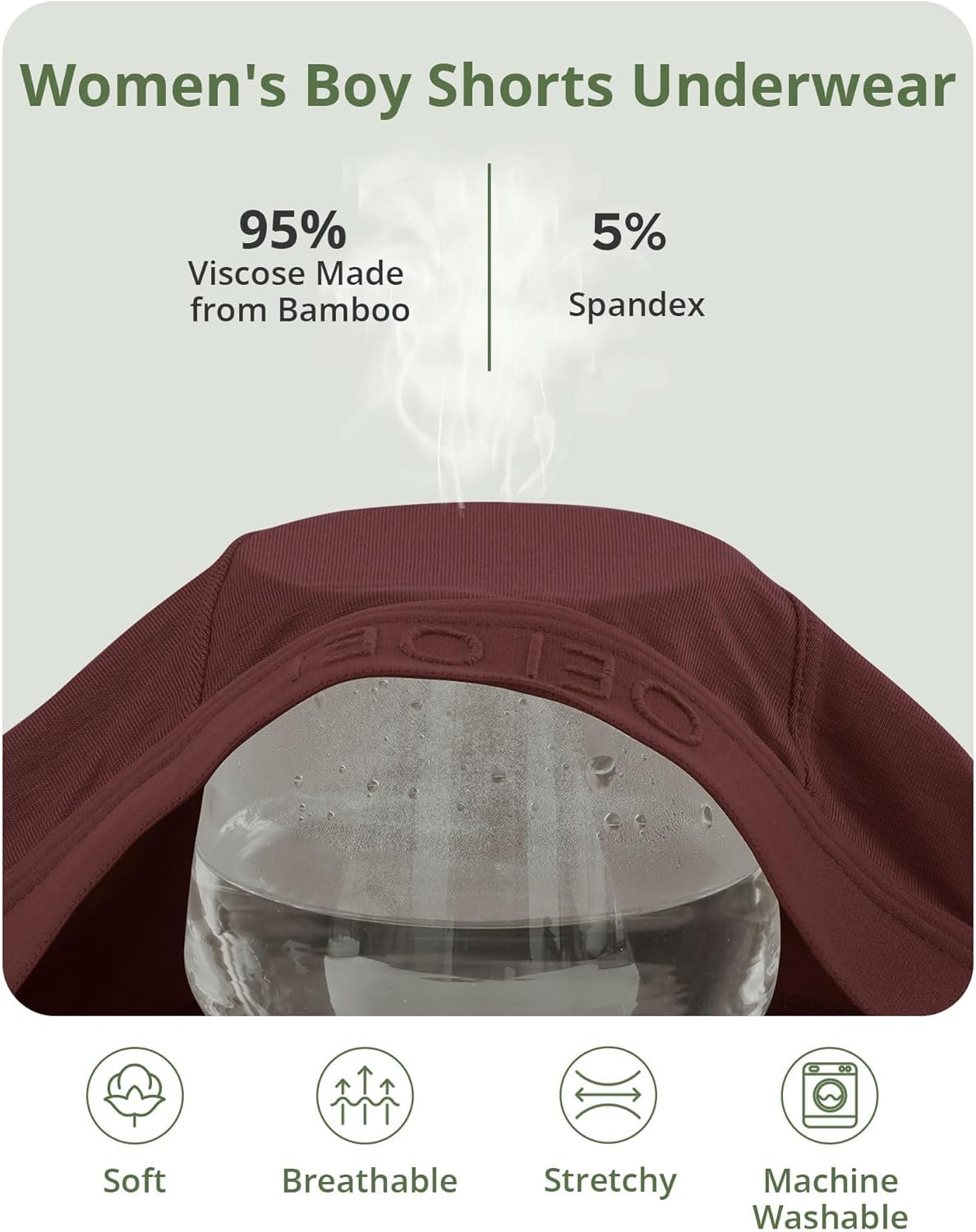 Women's Boyshorts Underwear Moisture Wicking Boxer Briefs Bamboo Viscose Soft Stretch Panties 3 Pack - Image 4