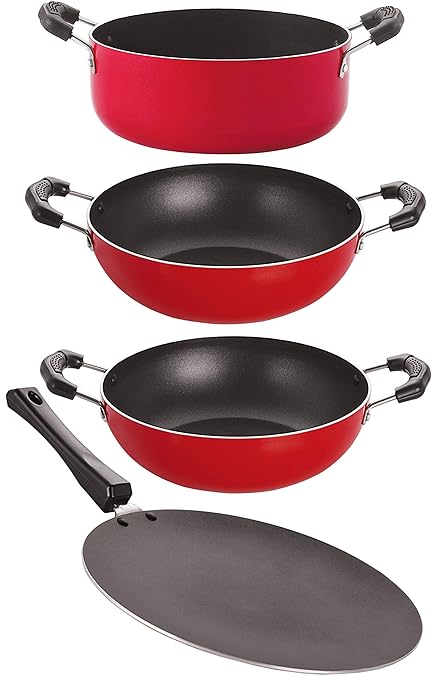 Nirlon Non Stick PFOA Free Gas Compatible Cookware Utensil Item Set with Supreme Quality, CT12_KD10_KD11_CS24