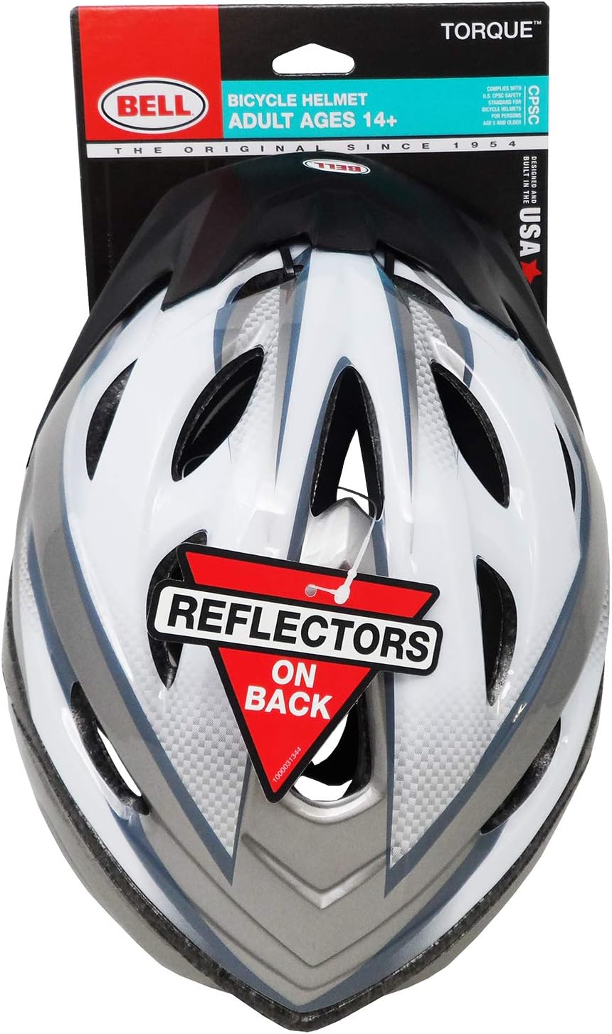BELL Adult Torque White/Titanium Carbon Fiber Bicycle Helmet 14+