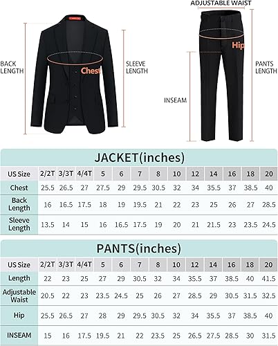 Miniatura 6 de Plavict Traje Formal para Niños Corte Ajustado para Niños Portador de Anillos de Boda con Cintura Ajustable