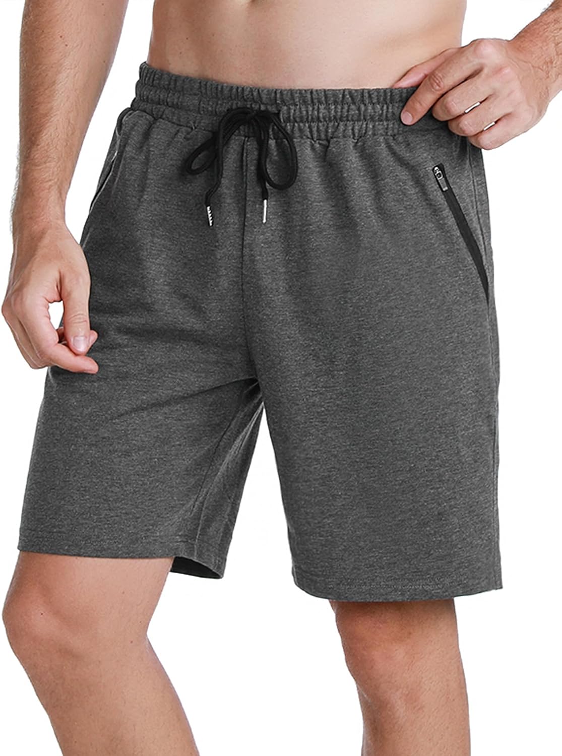 Kurze Hosen Herren Sommer Sporthose Activewear Jogginghose Leicht Sport Kurzhose Casual Freizeit Shorts Baumwolle Sweathose mit ReißVerschluss Taschen S-XXL