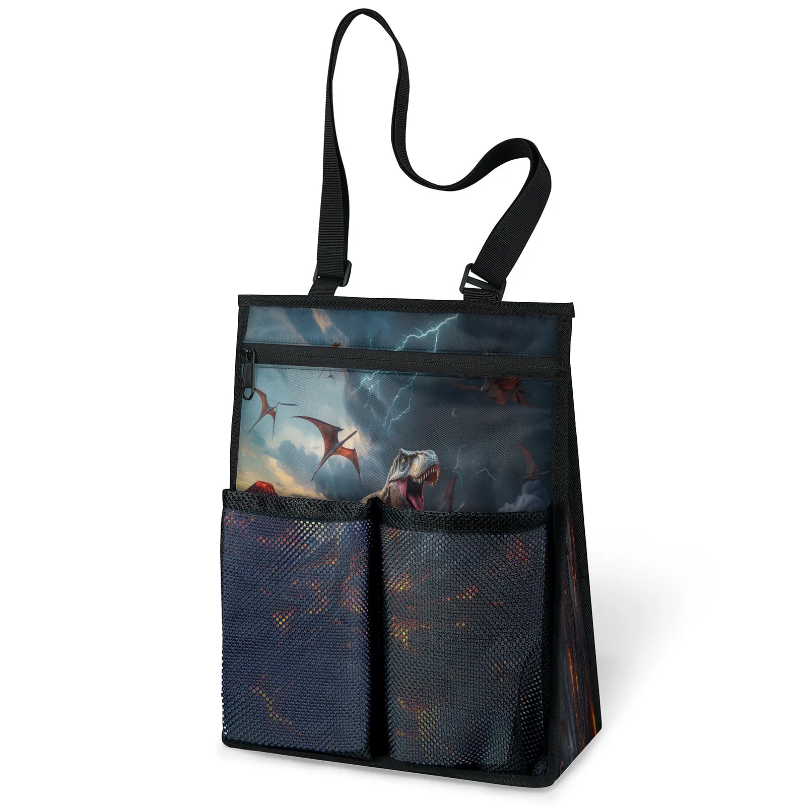Ourtheme Dinosaur T-rex Portable Shower Bag for Travel Gym Camp Beach Tote Shower Caddy Bags Hanging Toiletry Organizer