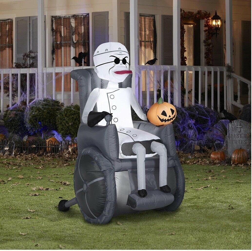 Gemmy 5.5' Tall Halloween Inflatable Nightmare Before Christmas Dr. Finkelstein in Wheel Chair Indoor/Outdoor Decoration, Multi (3639277)