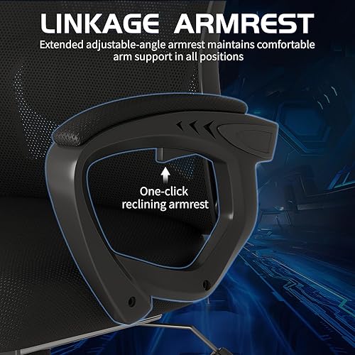 Miniatura 7 de Silla de juegos, reclinable ergonómico de oficina con soporte lumbar, respaldo alto y altura ajustable, silla de escritorio para computadora con