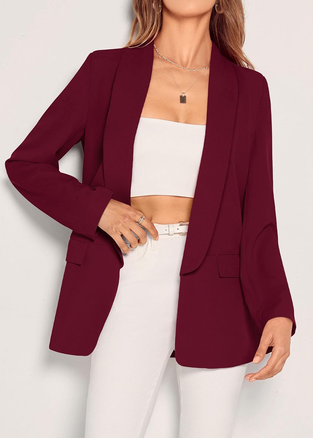 KIRUNDO Blazers for Women Oversized Business Casual 2026 Spring Fall Fashion Long Sleeve Open Front Work Office Suit Jackets - Image 2