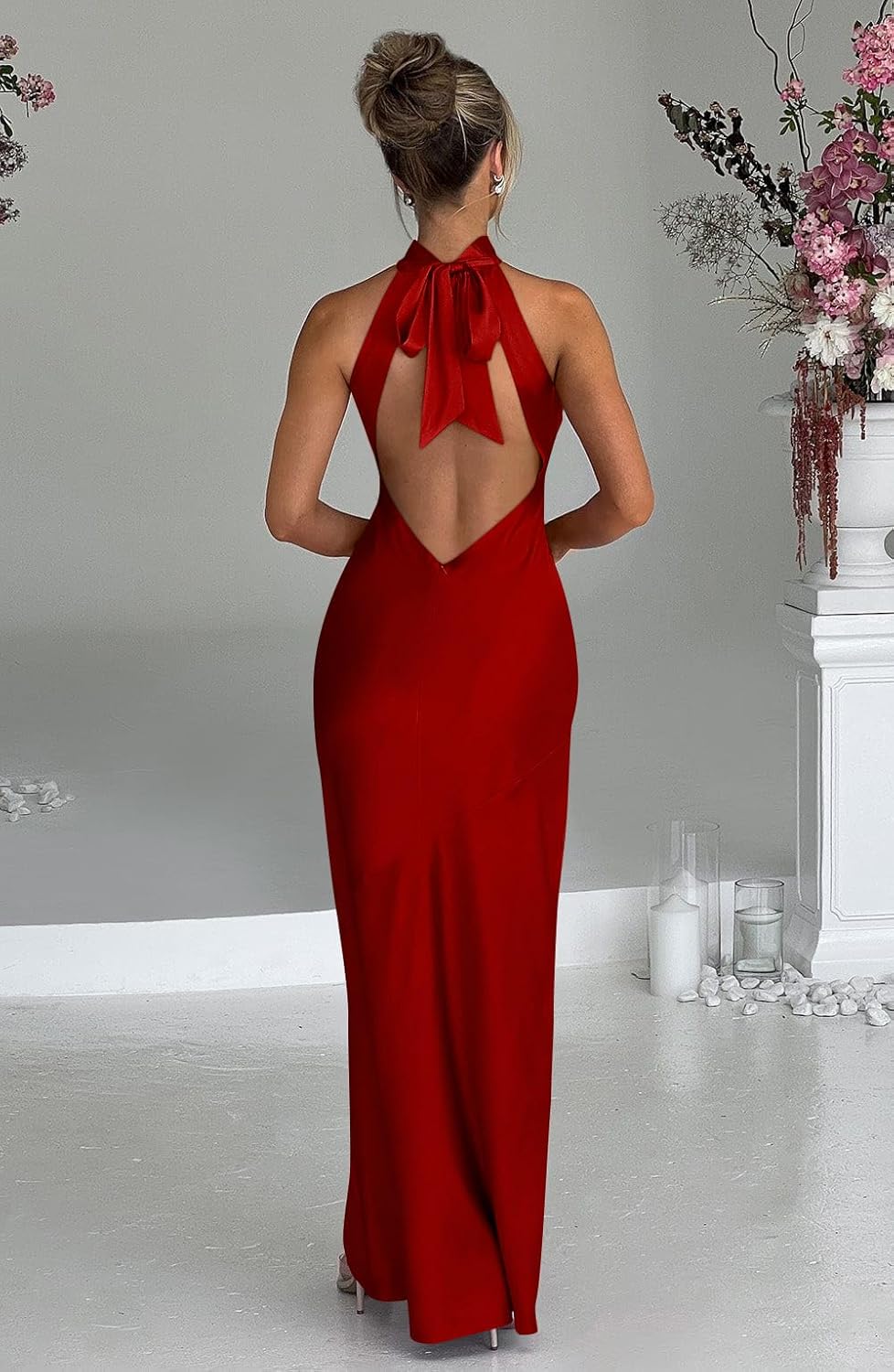 Memoriesea Women's Sexy High Split Sleeveless Backless Party Wedding Maxi Dress - Image 3