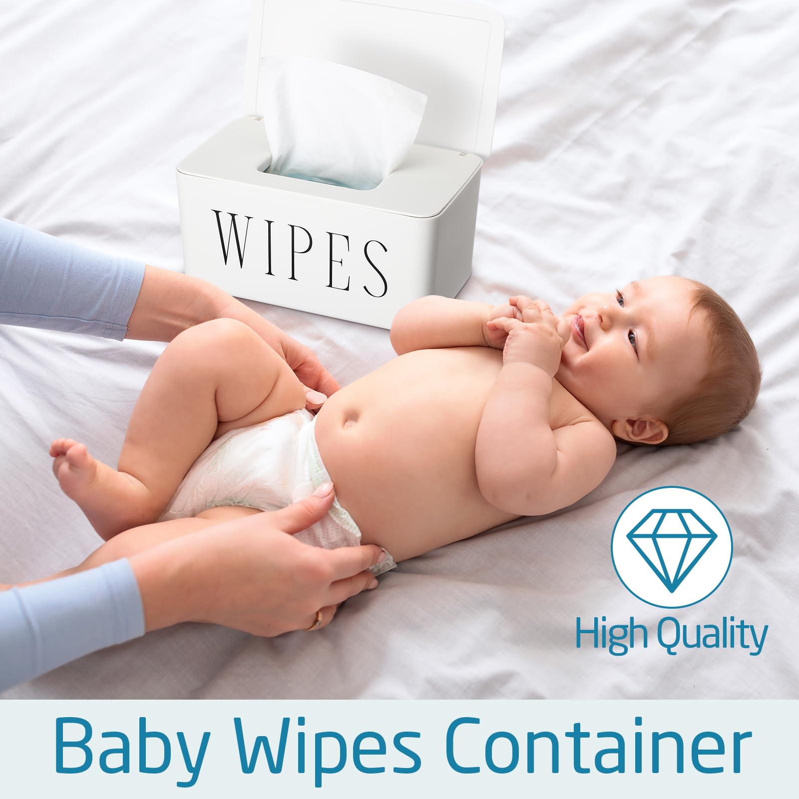 Dispensador grande de toallitas para bebé, soporte para toallitas recargables con tapa, contenedor de toallitas de inodoro para baño, caja de almacenamiento de papel de seda para el hogar,