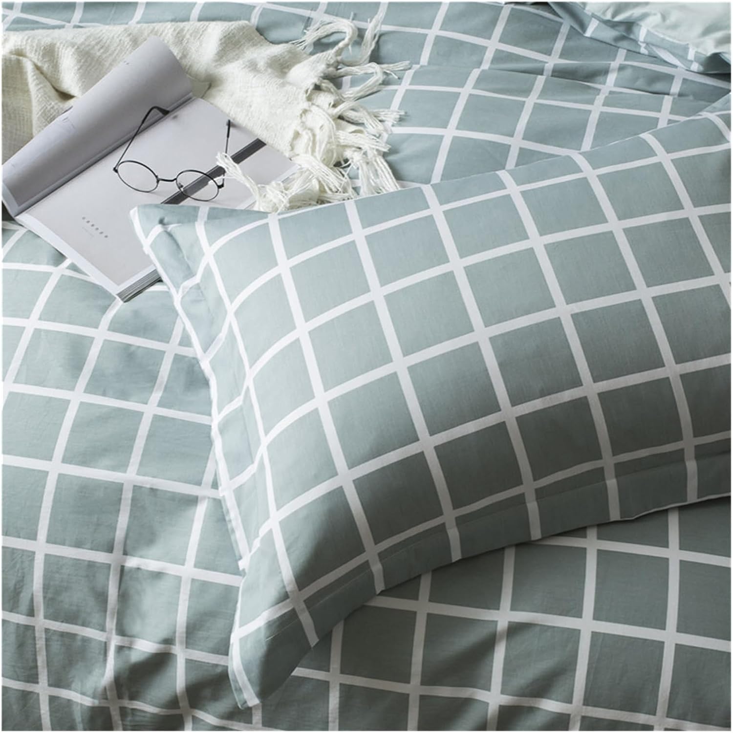 Plaid Cartoon 4pcs Twin Full Queen King Bedding Sets Contain Duvet Cover Fitted Sheet Set Pillowcase,Bed