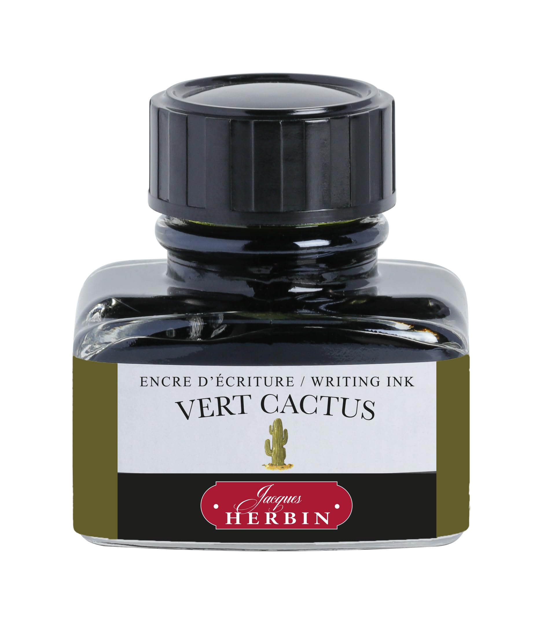 Jacques Herbin 13034T - One 30 ml Bottle of Ink for Fountain pens and rollerballs, vert Cactus/Cactus Green Colour - Made in France - Calligraphy Writing