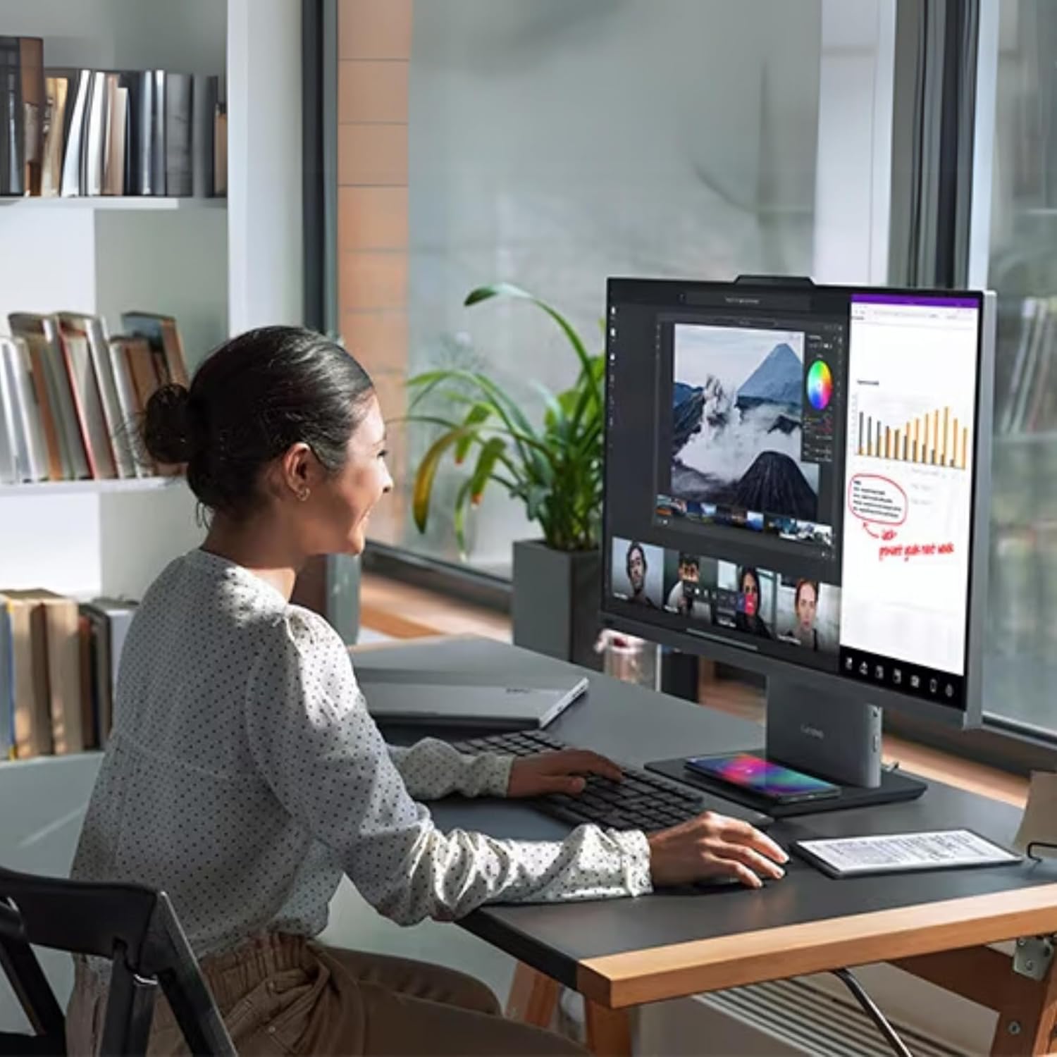 Lenovo IdeaCentre 27" Touchscreen All-in-One Desktop Computer • Intel Core i5-13420H(Beats i7-1355U) • 32GB DDR5 • 1TB SSD • Wireless KB&Mouse • Wireless Charging Base • Win 11