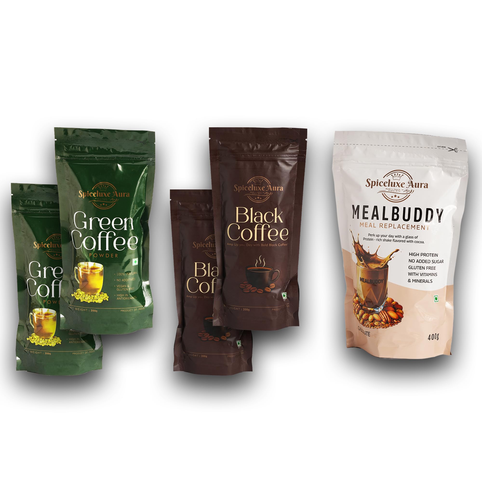 MealBuddy Meal Replacement Combo with Black Coffee and Green Coffee Powder, High Protein, Gluten Free-image-32