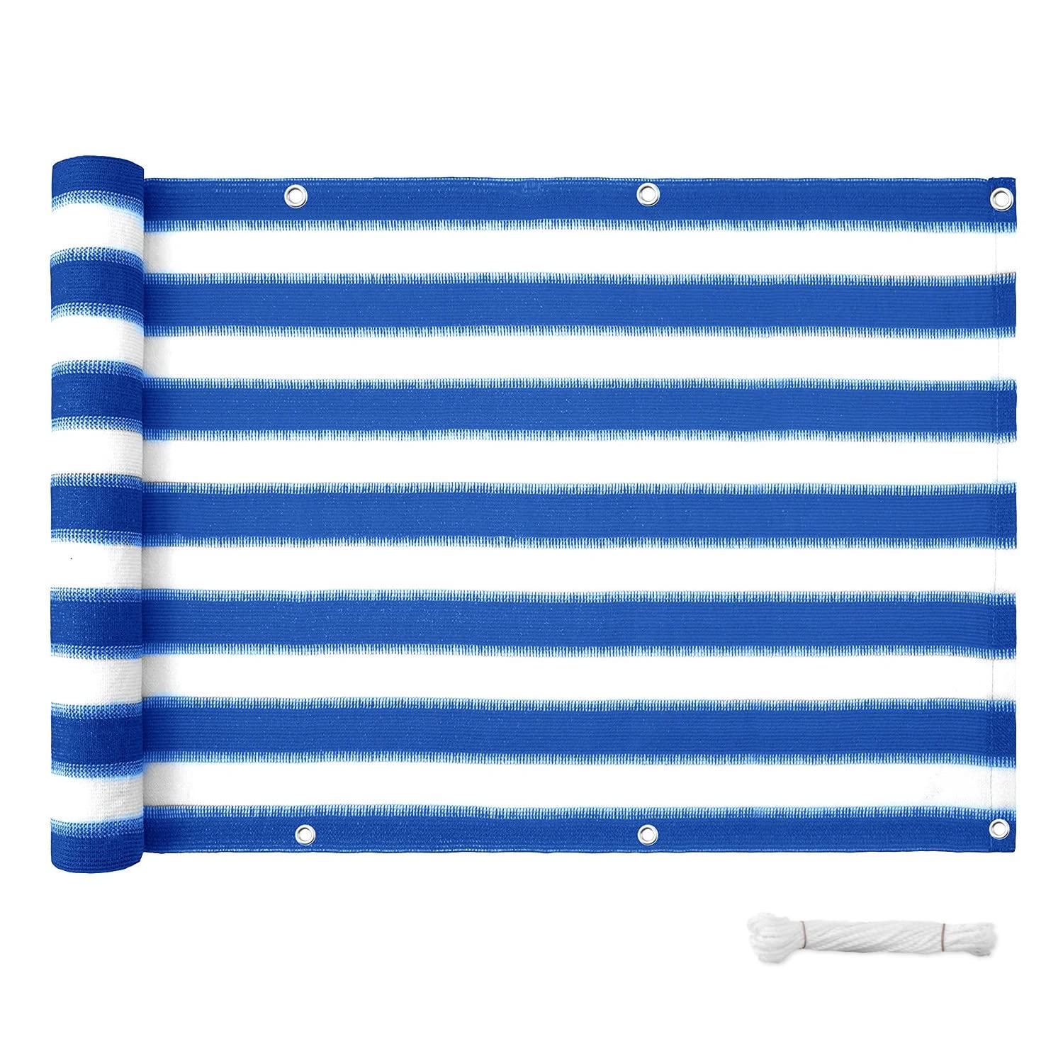 casa pura Balcony Privacy Screen - Wind Breaker | Garden Screen for UV, Sun & Wind Protection | PVC Outdoor Screen | Blue/White - 90x500cm — image 1