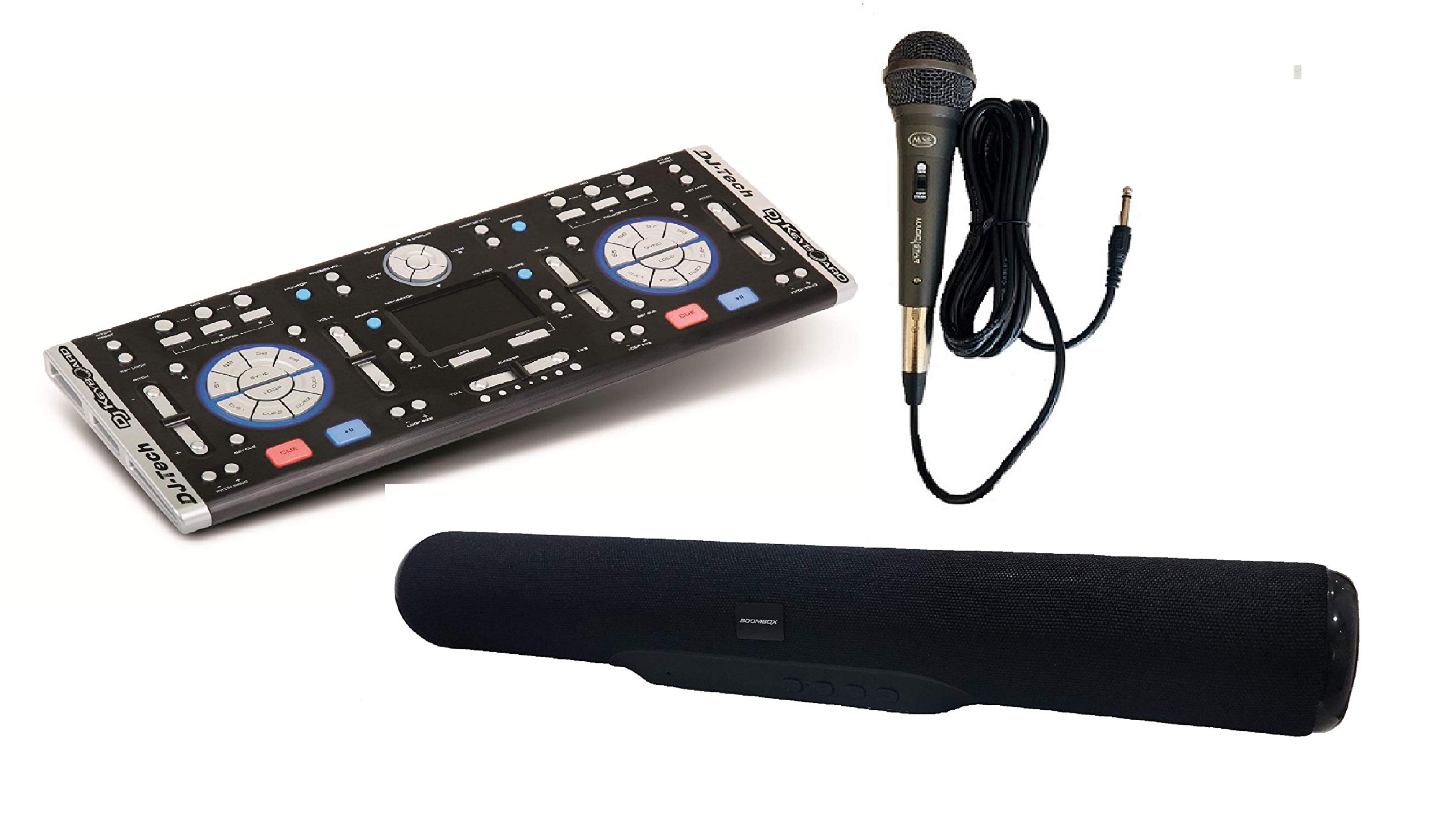 DJ Tech Keyboard with Mini Soundbar and Corded Microphone