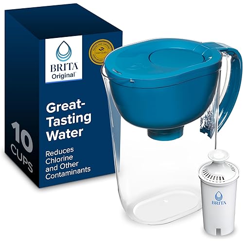 Brita Large Water Filter Pitcher for Tap and Drinking Water with SmartLight Change Indicator, Includes 1 Standard Filter, BPA-Free, Lasts 2 Months, 10-Cup Capacity, Teal