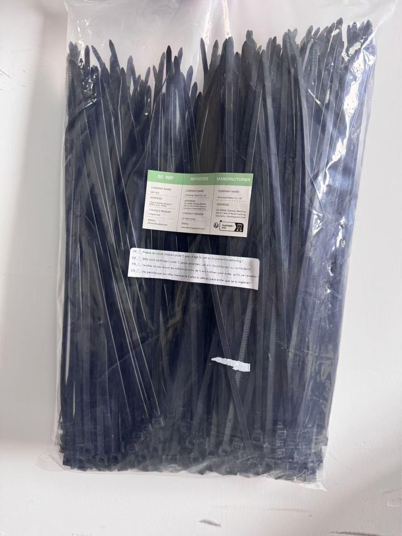 Confezione da 2000 fascette stringicavo nere, 300 mm x 3 mm, in nylon resistente, autobloccanti, resistenti ai raggi UV, per interni ed esterni