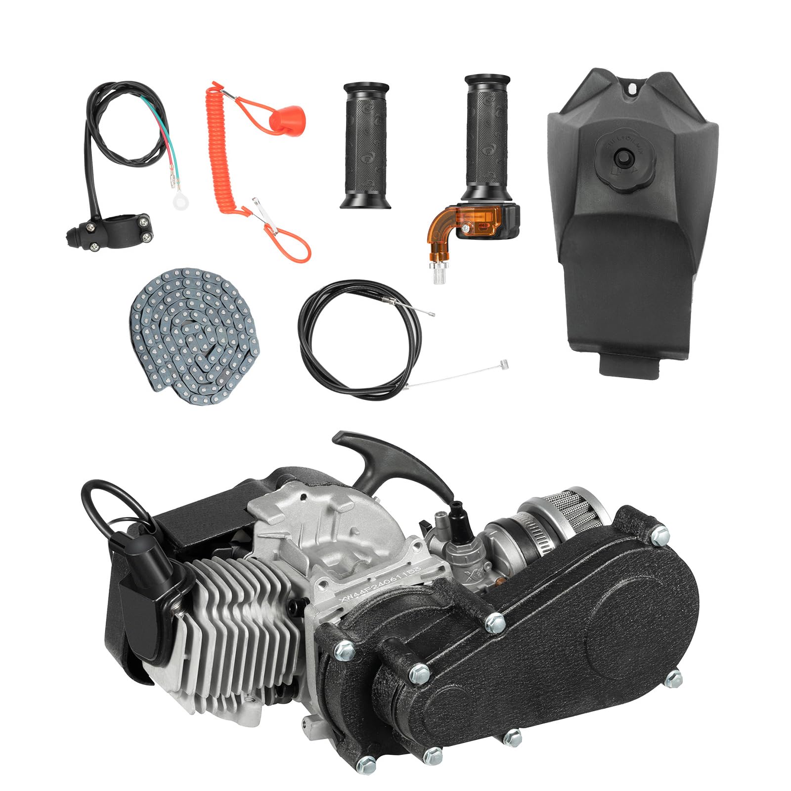Mini motor de 49 cc, motor de 2 tiempos, motor completo, mini engranaje, carburador de bolsillo, motor de un solo cilindro, motor completo, para mini Pocket Dirt Bike ATV