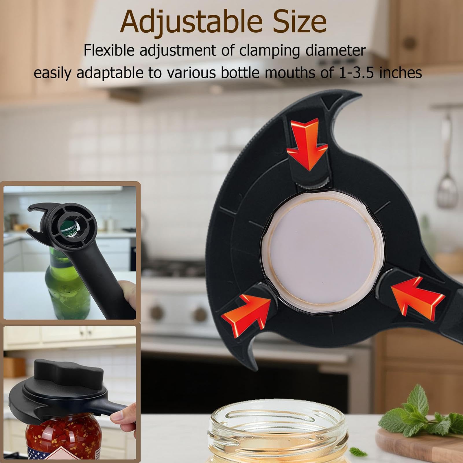 Abrefrascos Herramienta ajustable para abrir de latas | Abridor Manual Tarros Para Mujeres Hombres Mayores Cocineros Caseros Cocina Diaria Camping Barbacoa Preparación Comidas