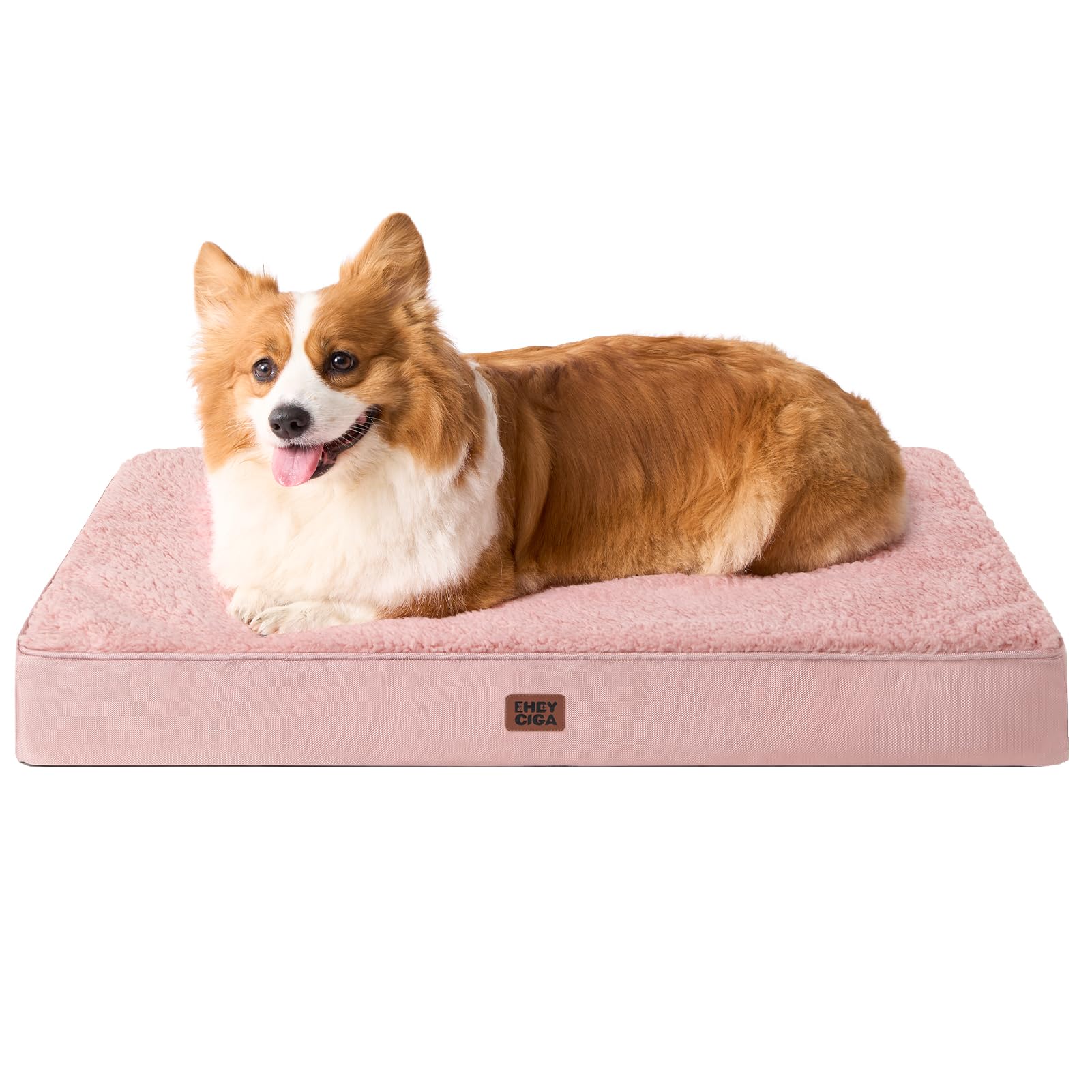 EHEYCIGA Orthopädisches Hundebett, Hundekissen Waschbar Flauschig, Hundematte Hundematratze mit Abnehmbarem Deckel für Kiste