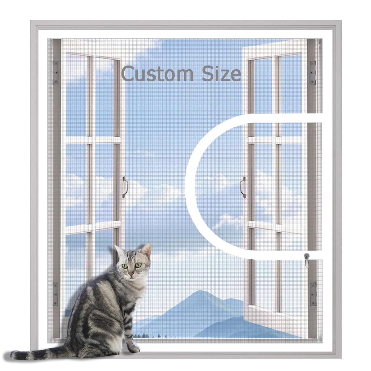 XIEMINLE Custom Size Cat Safety Mesh, Self-Adhesive Anti-Mosquito Insect Fly Screen Netting, Window Guard Net Prevent Cats Jumping Out from Window, Bedroom, Living Room