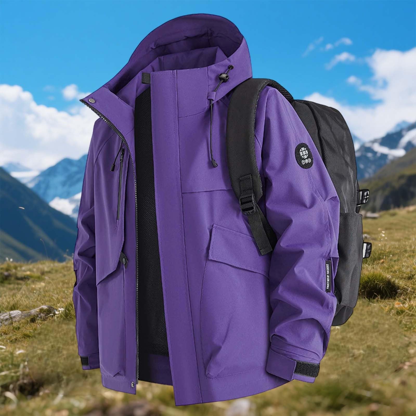 Giacca a vento da uomo per attività all'aperto, antivento, sportiva, per il tempo libero, per le mezze stagioni, leggera, giacca softshell, giacca funzionale, giacca autunnale, con cappuccio