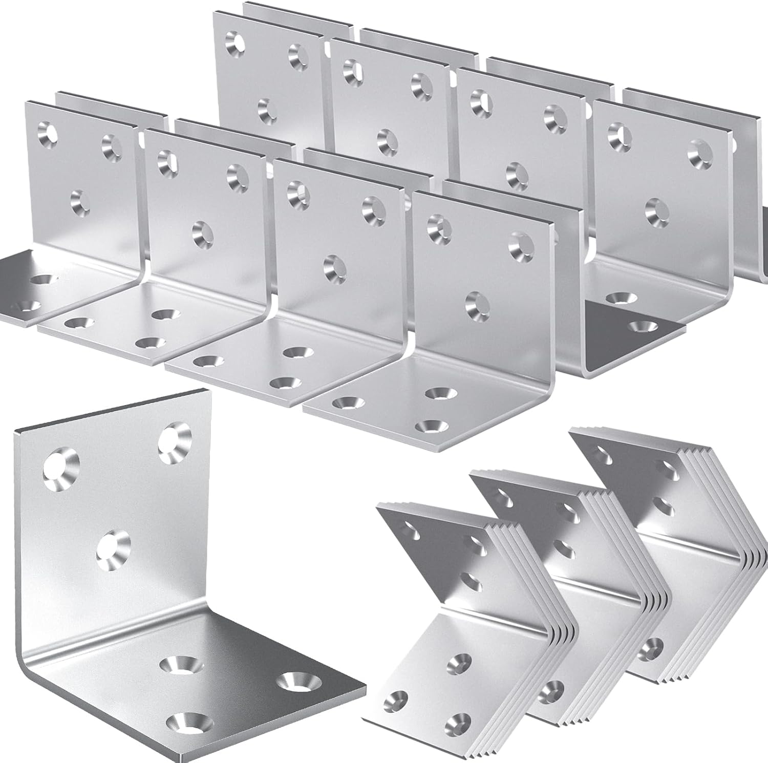 REDOVANT 40 Pack 1.6" Stainless Steel Heavy Duty L Brackets - Rust-Resistant 90° Corner Braces for Wood Furniture, Beds, Shelves & DIY