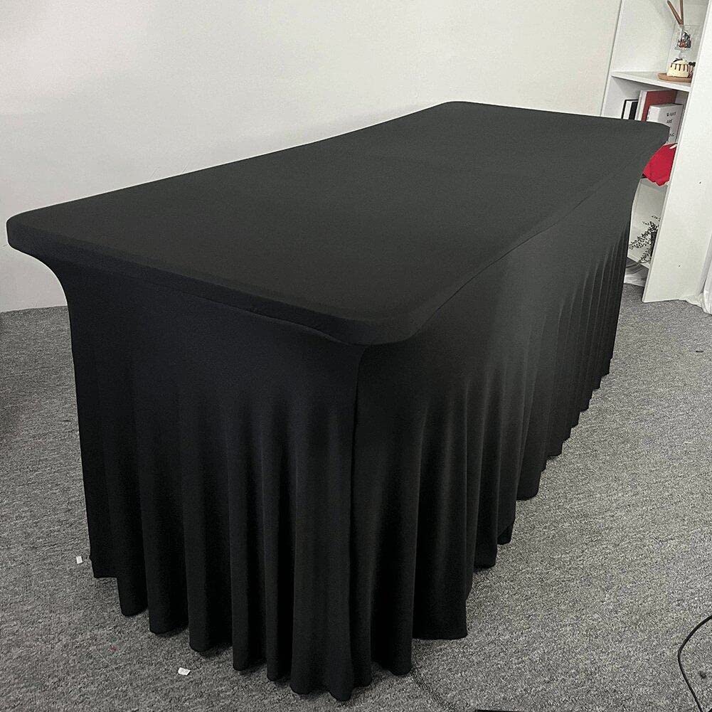 Jupe De Table Rectangulaire en Spandex, Couverture De Table Élastique, Nappe Froissée pour Hôtel, Décoration De Fête d'anniversaire De Mariage