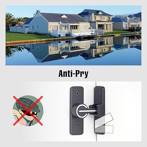 Miniatura 4 de Paquete de 2 accesorios de bloqueo de puerta de granero, cierres de puerta abatibles gruesos de 90 grados, cerraduras abatibles de puerta de granero