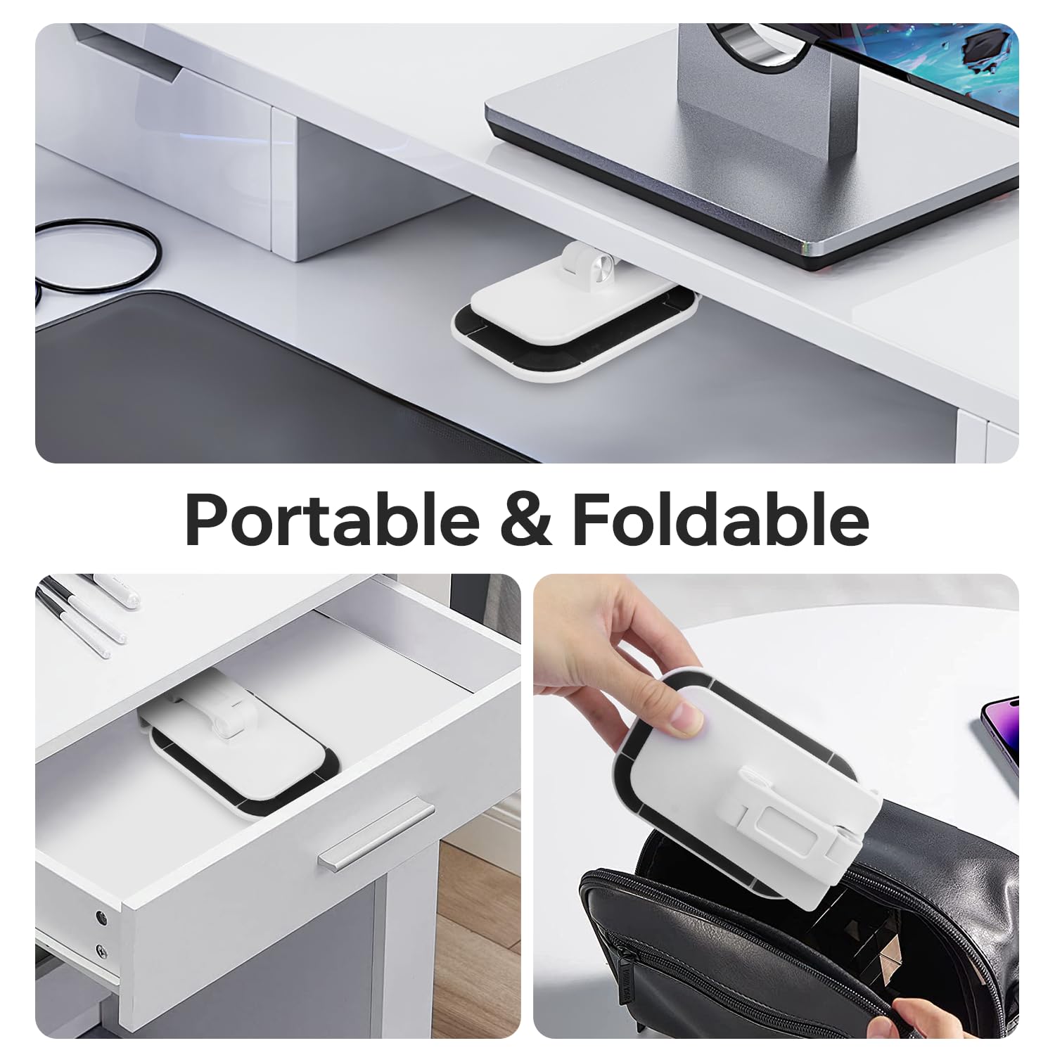 Soporte plegable para teléfono para escritorio, altura y ángulo ajustables, soporte portátil para tableta con base antideslizante para el hogar, la oficina y los viajes, compatible con iPhone
