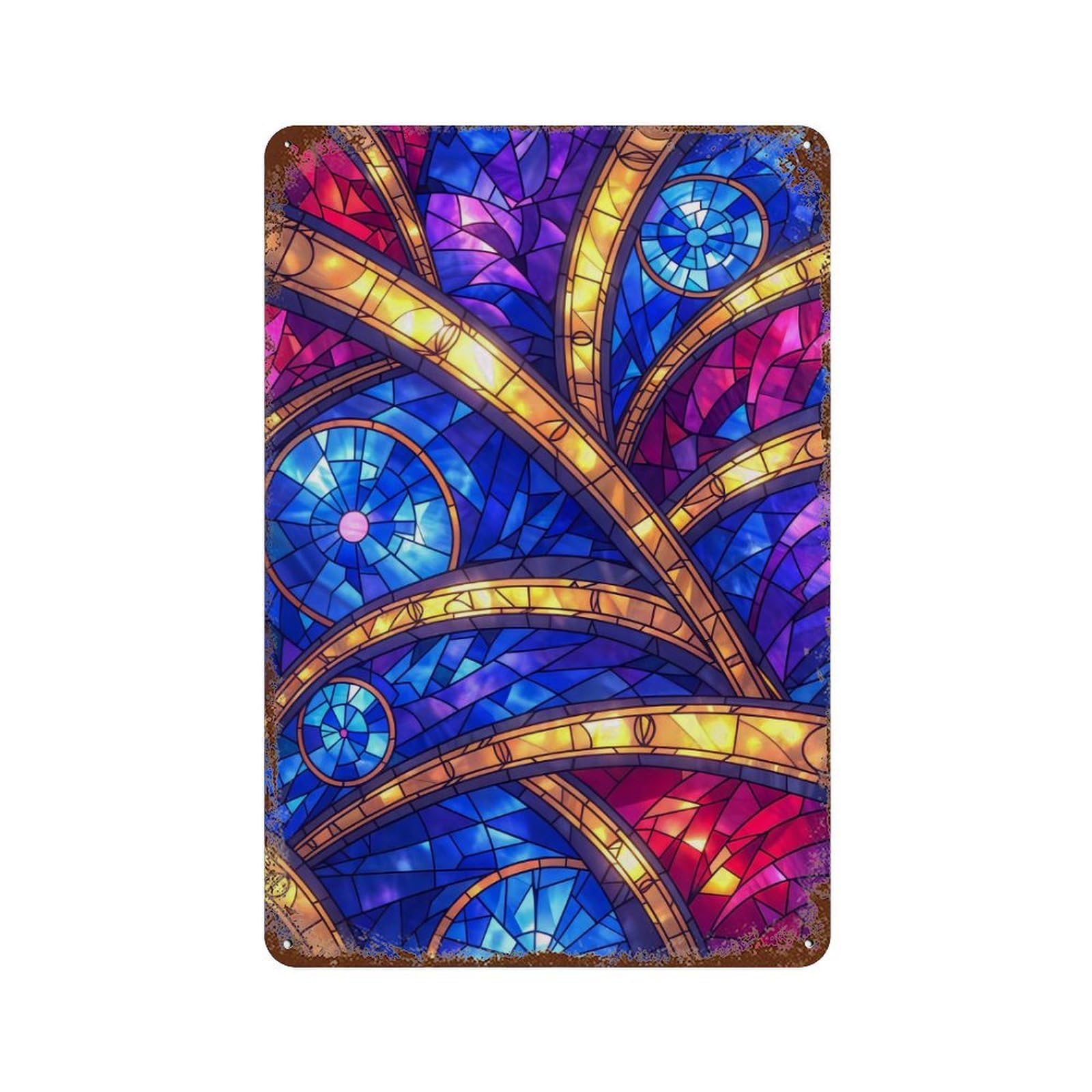 Celestial Patterns Aged Metal Wall Plaque 11.8"x7.9", Rustic Home Decor for Garage, Pub Or Kitchen