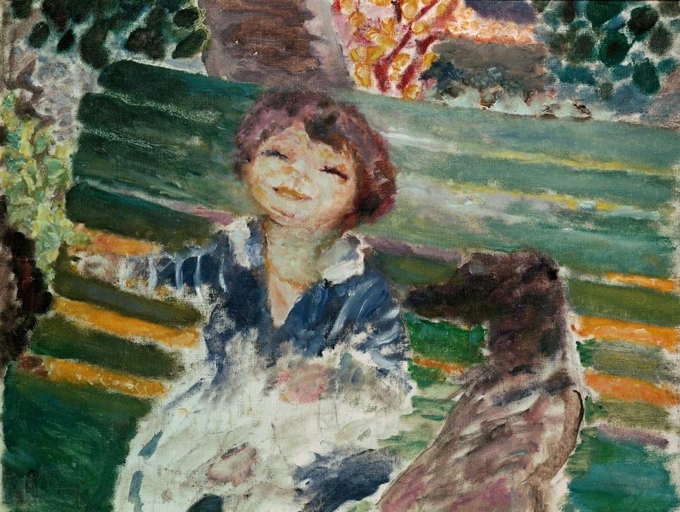 Peinture Pierre Bonnard Petite fille au chien déco pour habiller un grand mur