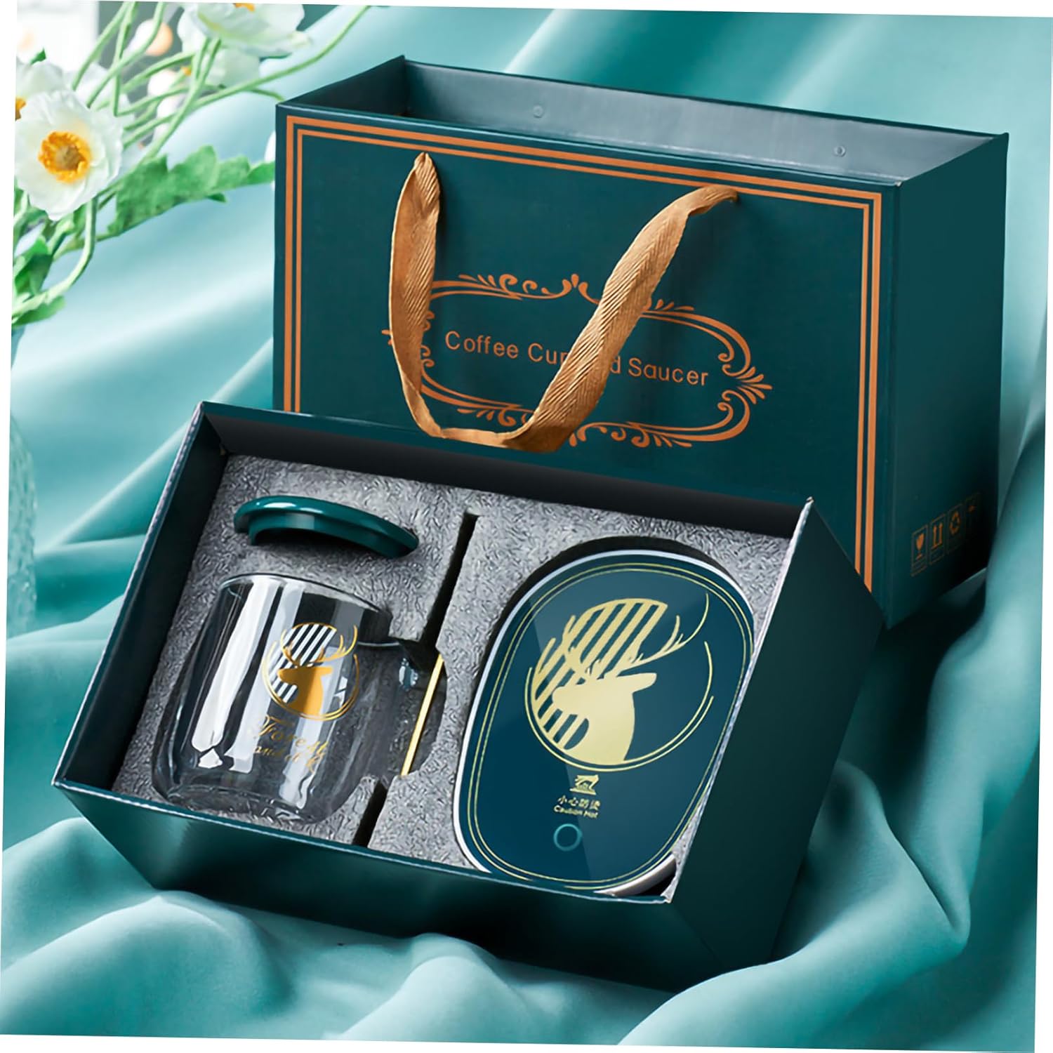 Mug Warmer Coaster Set Ceramic Heating Mug Pad Drink Cup Warmer Easy to Use Suitable for Beverage