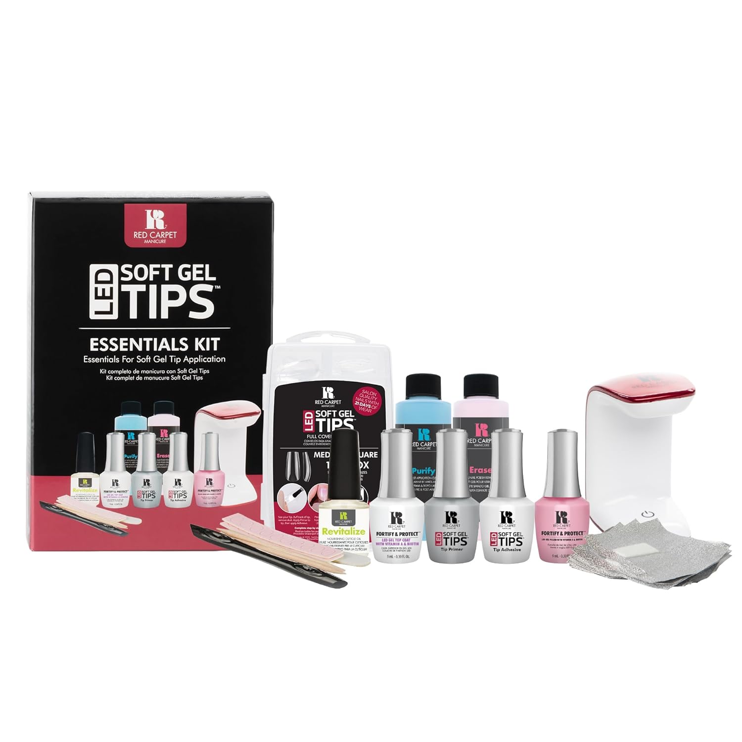 RC Red Carpet Manicure Soft Gel Tip Kit With FREE 110 carat Medium Square Full Cover Nail Tips