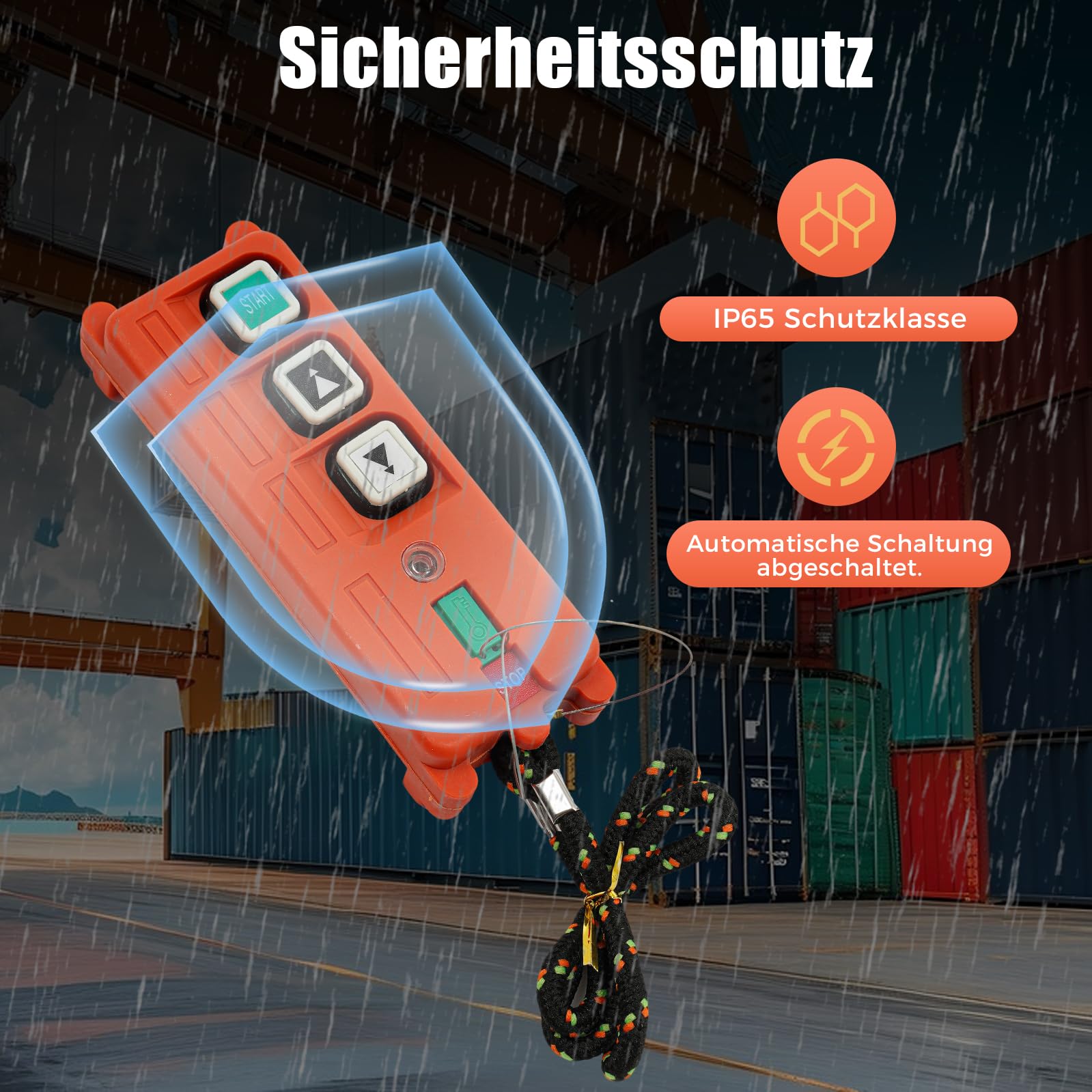 Seilwinden Funkfernbedienung Hoist Seilhebezug Winde Kran, Industrielle Fernbedienung, 100m Reichweite, IP65 Schutz, 220V (36-380V), für Krane, Hebezeuge, Baumaschinen