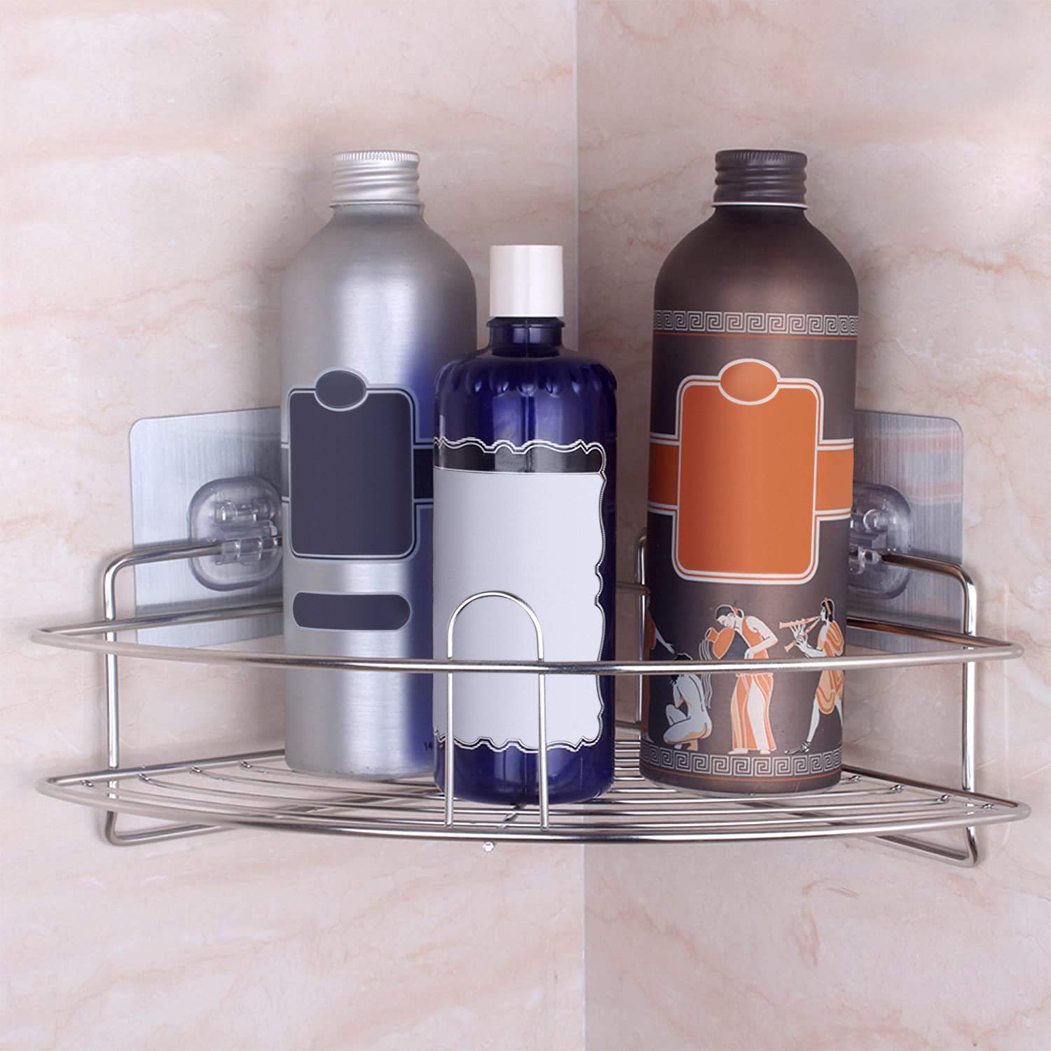 Model - AR3161 Magic Sticker Series No Drill Stainless Steel Chrome Wall Mounted Bathroom or Kitchen Corner Shelf