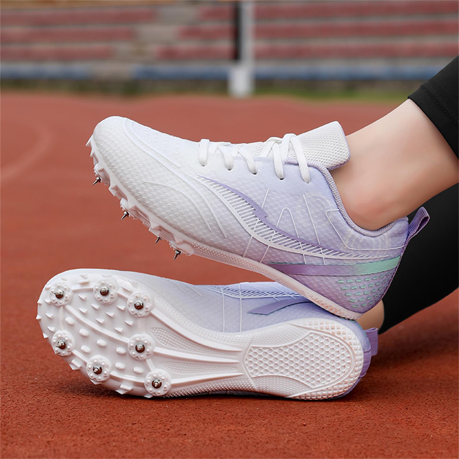 Zapatillas De Atletismo Mujer Transpirables para Carreras De Pista Y Campo Zapatillas De Salto Zapatillas Deportivas con Clavos para Sprint