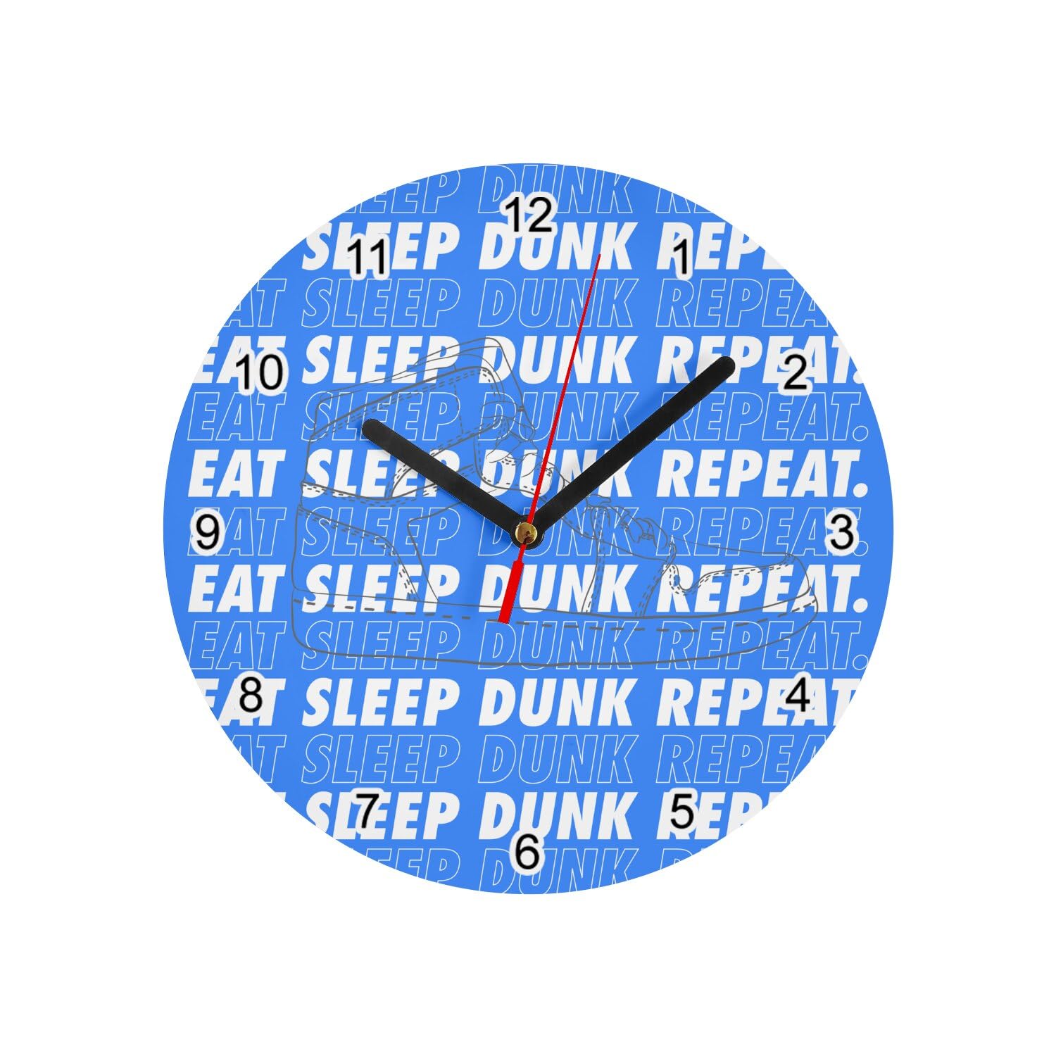 Horloge murale en verre blanc 20 cm Eat Sleep Dunk Repeat