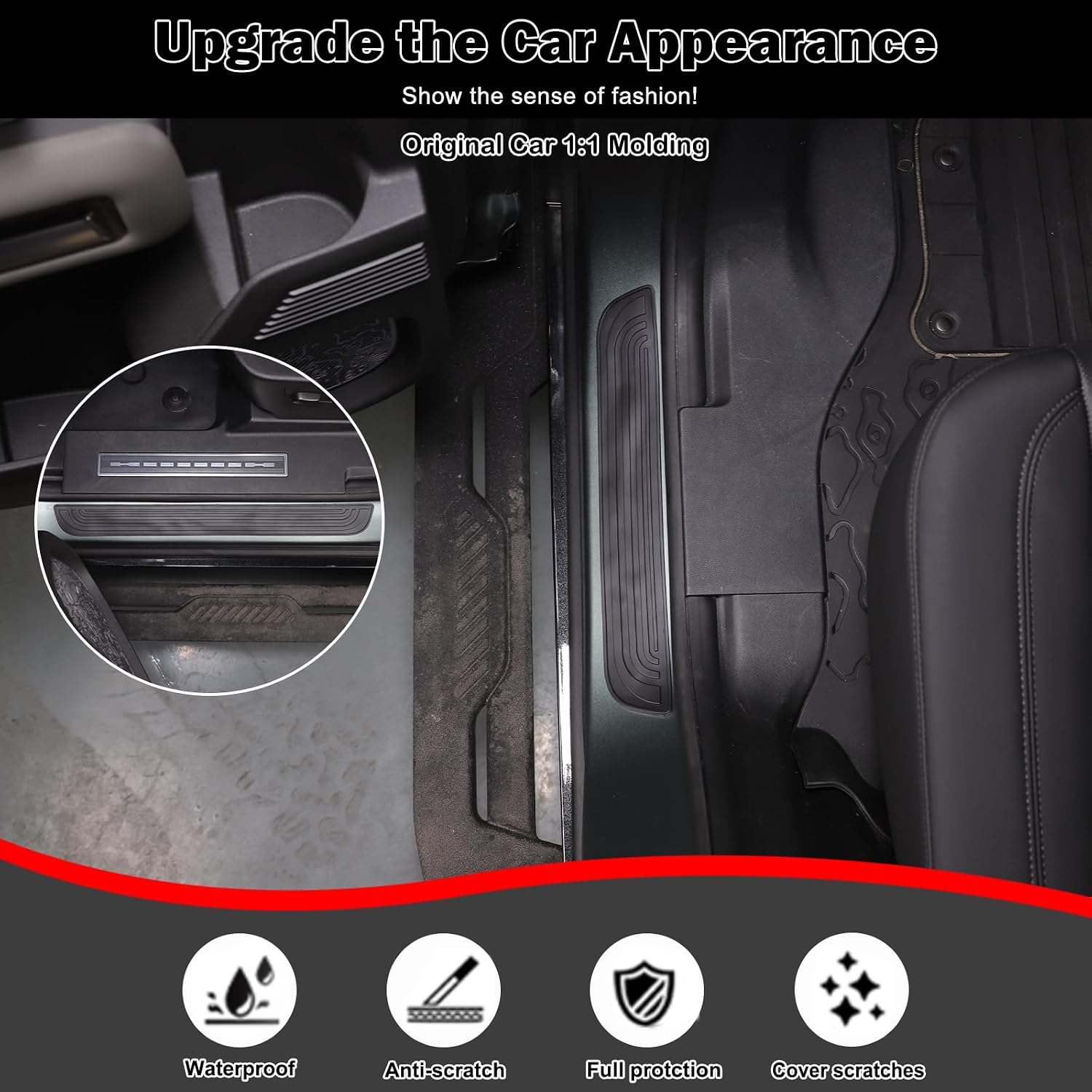 Car Door Sill Protector for Hummer EV Accessories 4-Door Entry Guard Door Sills Anti-Scratch Waterproof Exterior Protection for Hummer EV SUV Pickup Truck 2022-2024 2025 2026 4PCS (Black)