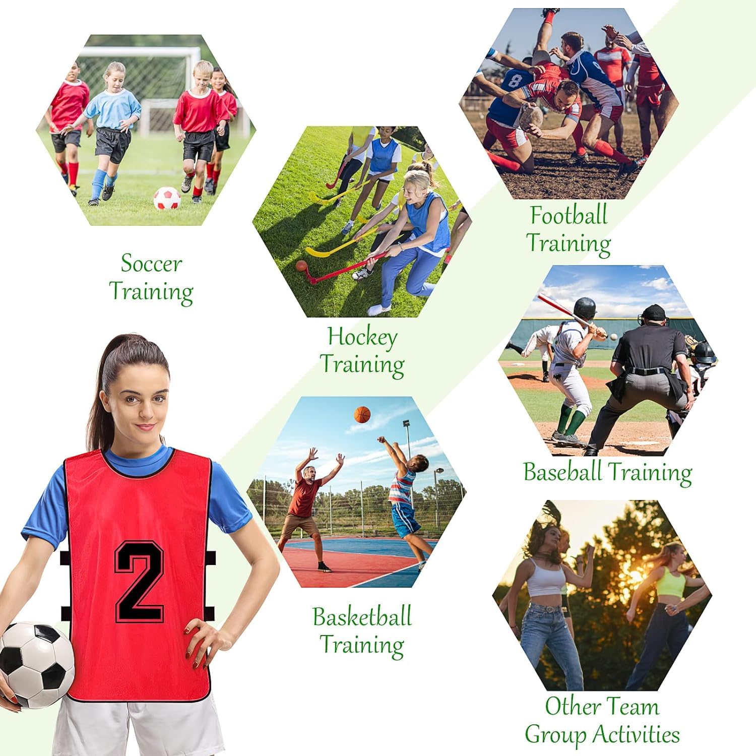 24 pièces de gilet d'entraînement pour combat - Football, basketball, dossards/pinafores de football, dossards réversibles numérotés pour équipe de football