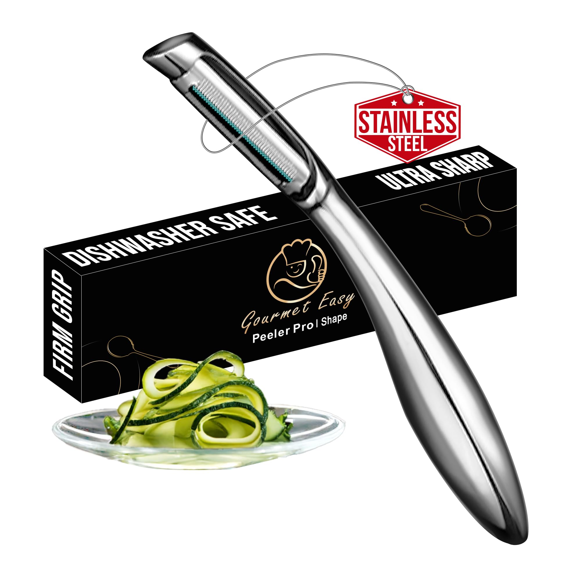 Vegetable Peeler, Premium Stainless Steel Potato Peeler, High Tensile Ultra Sharp Blade Fruit and Food Slicer, I Shaped with Ergonomic Non-Slip Handle, Dishwasher Safe with 5 Years Warranty
