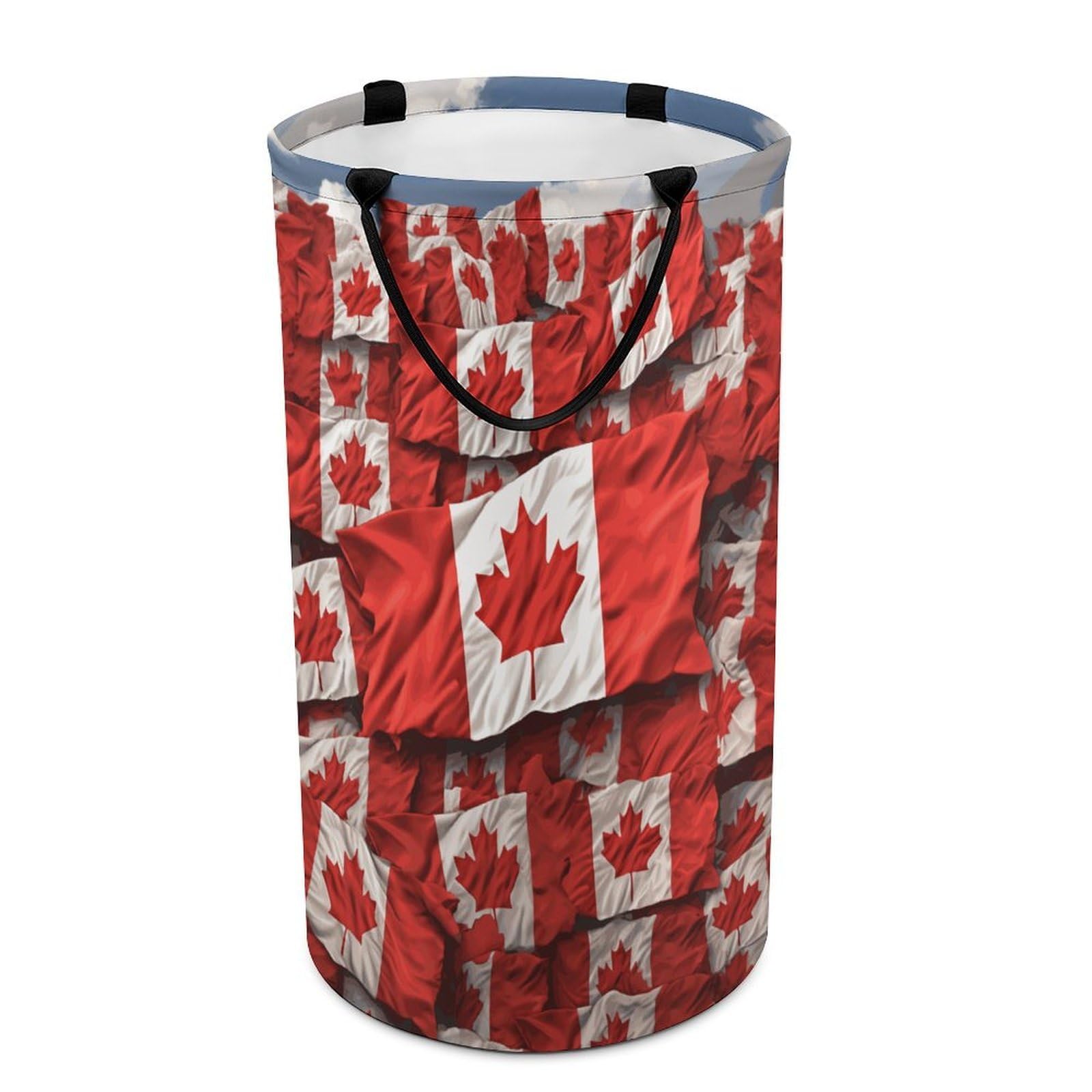 Fodpand Style Canadian Flag Laundry Basket With Handle Foldable Laundry Hamper Narrow Laundry Bag For Bedroom, Bathroom, Laundry Room 15.7X27.2 In