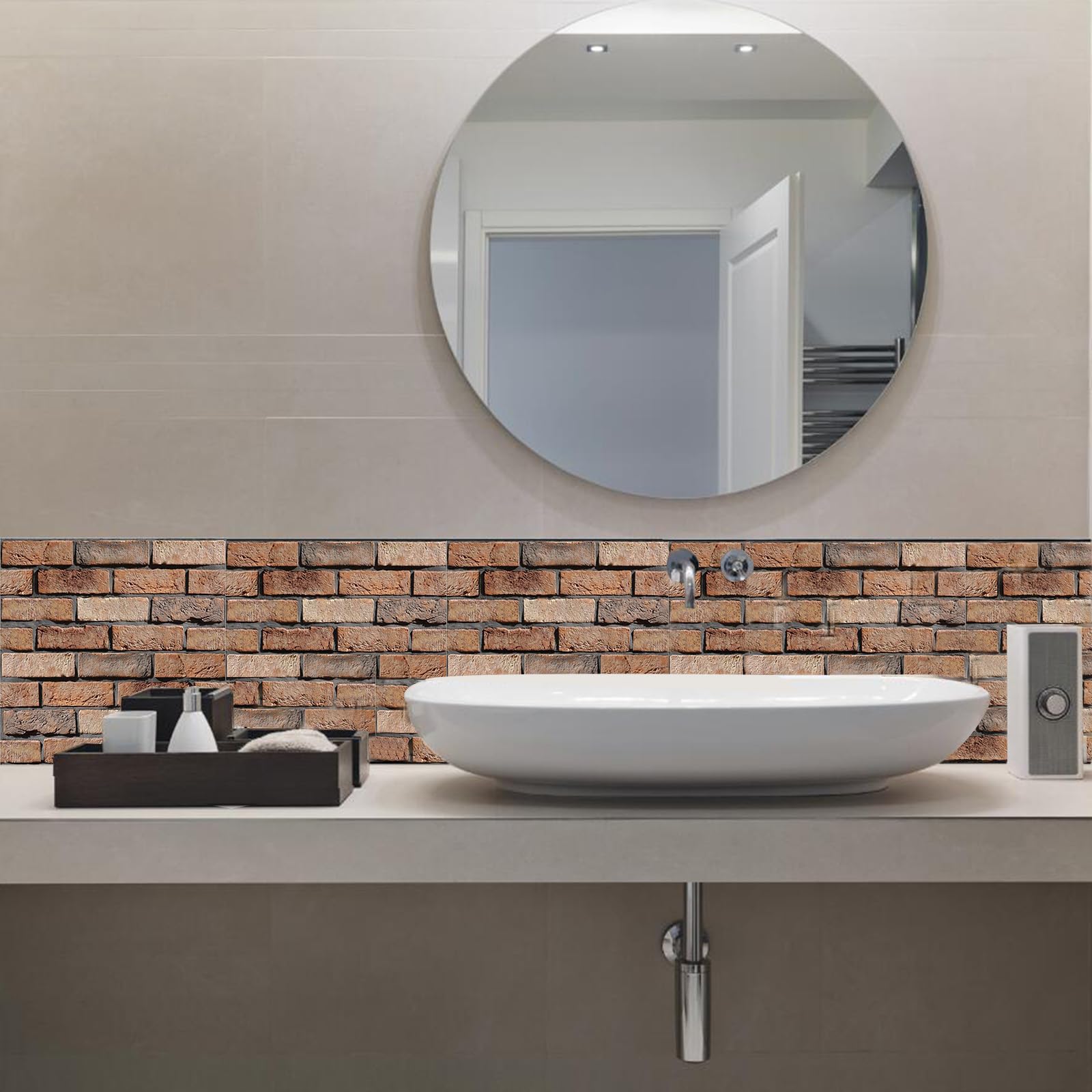 10 Pezzi Mattoncini Adesivi per Pareti Parati PVC Mattoncini 3D Adesiva Pannelli da Parete 3D Effetto Impermeabili Mattone per Parete Adesivi Wallpaper