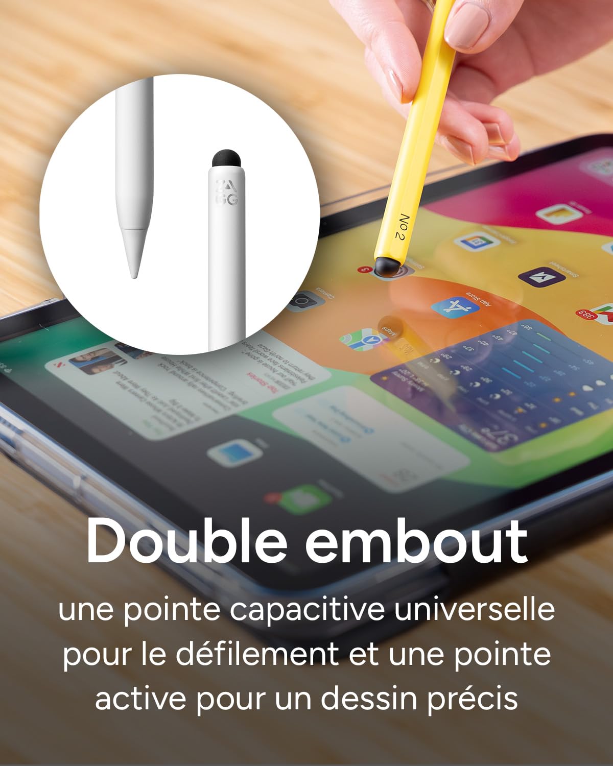 ZAGG Pro Stylus 2 iPad Pen, Chargement sans Fil, Fixation magnétique, Pointe remplaçable, Longue durée de Vie de la Batterie (Blanc)