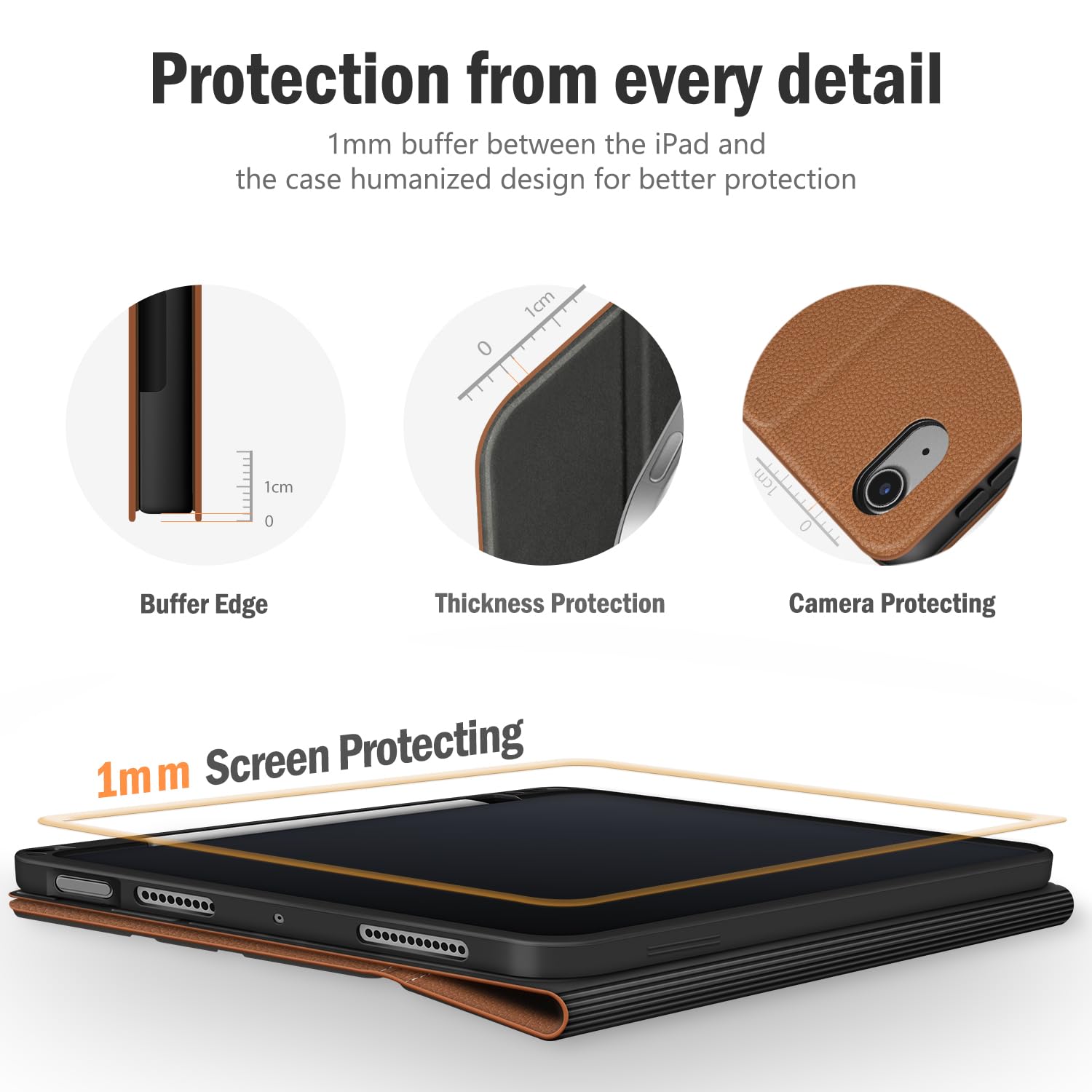 Antbox Schutzhülle für iPad Air 27,9 cm (11 Zoll) M4/M3/M2 (2026/2025/2024), iPad Air 5. / 4. Generation 27,9 cm (10,9 Zoll), veganes Leder mit Stifthalter, Tippwinkel, automatischer Schlaf-/Wachmodus