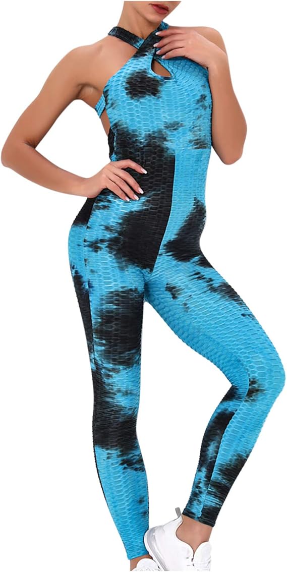 Oubaohaocha Women Jumpsuit Yoga Pants Stretch Tummy Control Backless