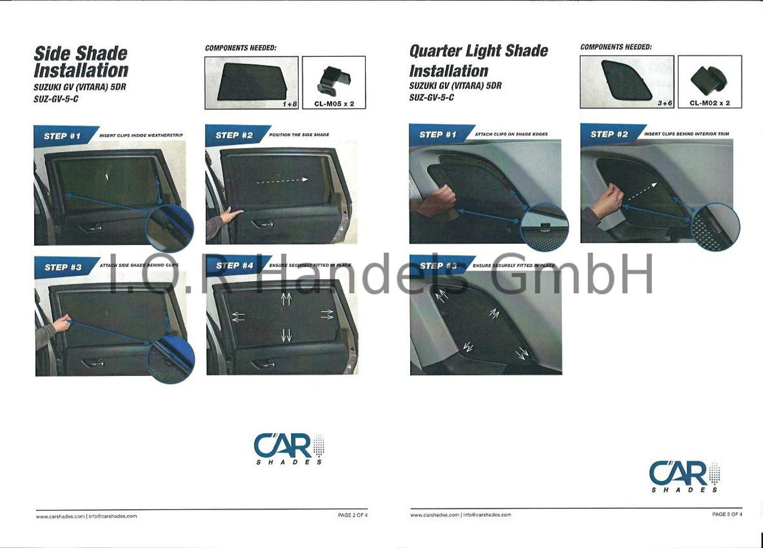 Set di Car Shades Compatibile con Suzuki Vitara 5-Porte 2015-2022 (6-Parti) Tendine Parasole su Misura