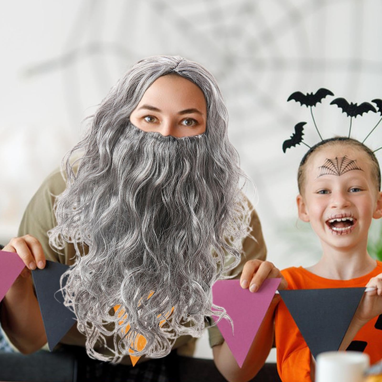 Bristol Novelty Peluca De Mago Con Barba Gris, Talla única, 100% Poliéster, Ideal Para Halloween, Fiestas Temáticas, Teatro O Juegos De Rol, Incluye Bolsa